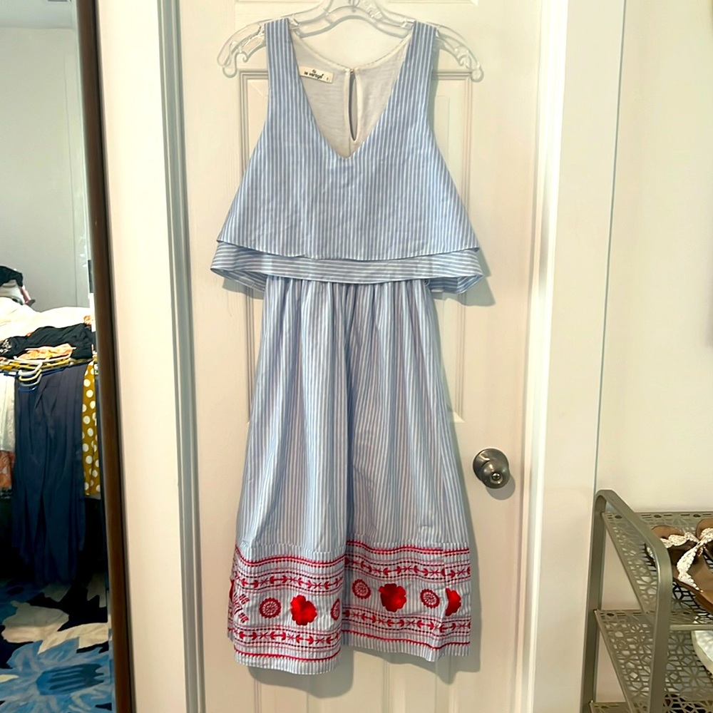 Le Vertige blue white and red dress (purchased in Greece Boutique)